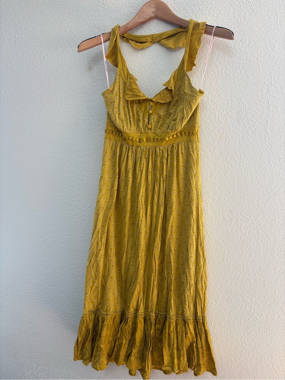 Language Mustard Yellow Ruffle Maxi Dress